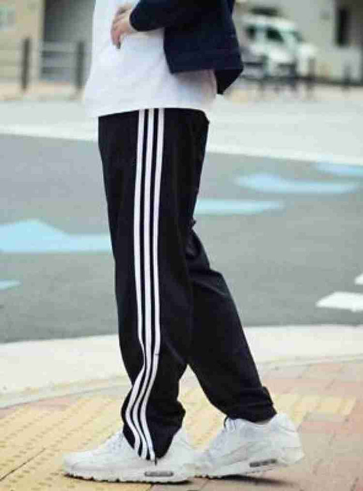Solid Self Design Black Track Pant